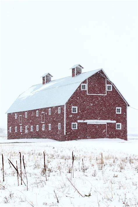 Old Red Barn In Winter Stock Photo Image Of Farm Cold 12346776