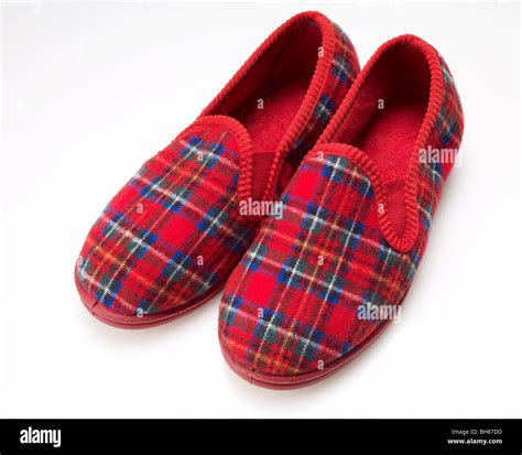 Tartan Red Slipper Stock Photo Alamy