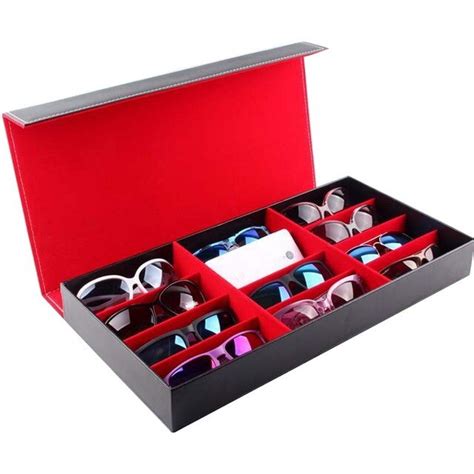 12 Grids Sunglasses Box High End Jewelry Box Pu Leather Cloth Glasses Boxes In Storage Boxes