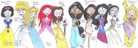 Disney Princess Timeline...Tim Burton Style! by LucieKJ on DeviantArt