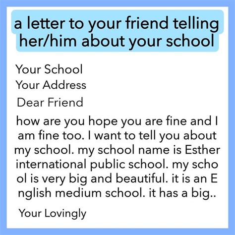 Write A Letter To Your Friend Telling Her About Your School A Letter