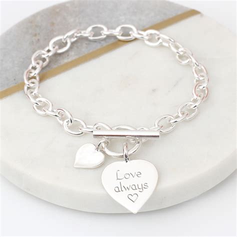 Personalised Solid Sterling Silver Heart Bracelet Hurleyburley