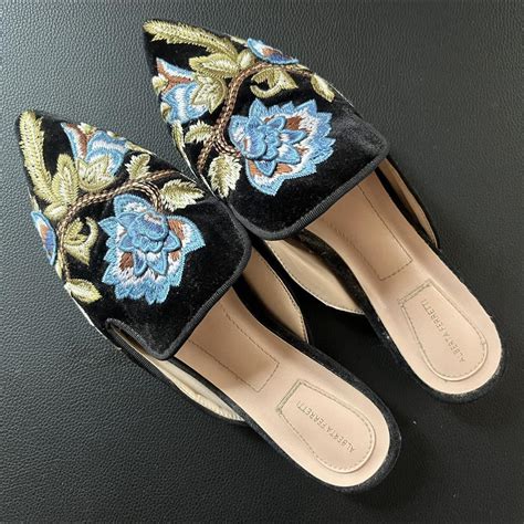 Alberta Feretti Black Velvet Floral Embroidered Depop