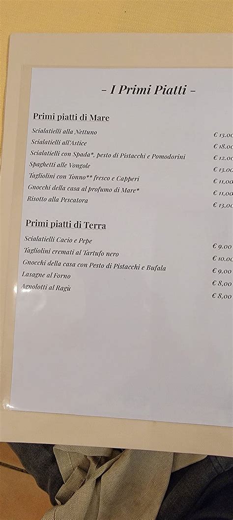 Menu Da Ristorante Pizzeria La Lucciola Ivrea