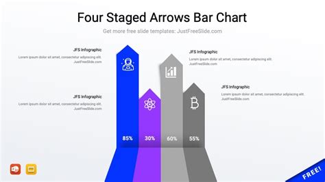 Four Staged Arrows Bar Chart Powerpoint Template Just Free Slide