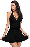 SHEKINI Femme Rétro rembourré Maillot de Bain Une Pièce Robe Ruched Bikini Robe de Plage