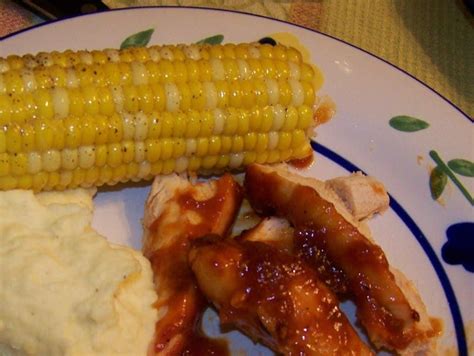 Barbeque Chicken Garlic Mashed Potatoes And Corn On The Cob