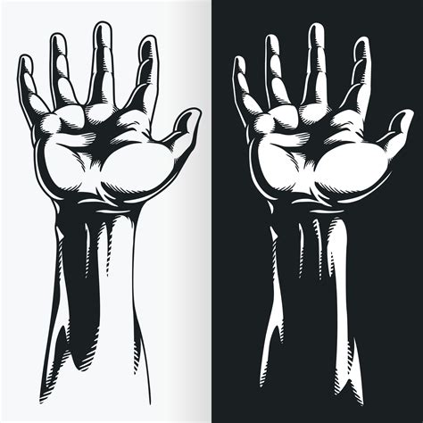 Silhouette Of Hand With Open Palm Stencil Vector Drawing 2212207