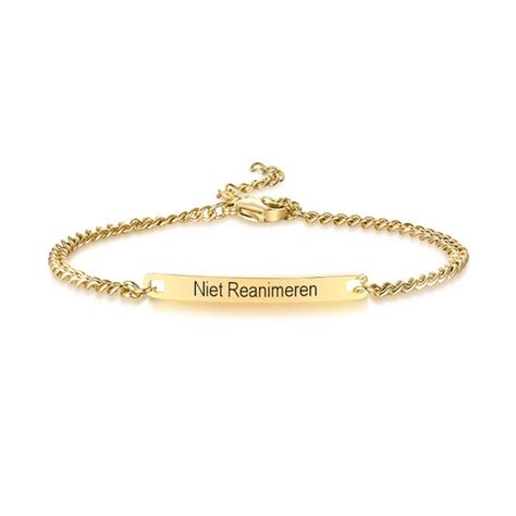 Gegraveerde Niet Reanimeren Armband Niet Reanimeren Penning Do Not