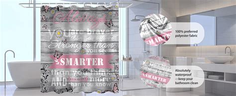 Azhm 4pcs Inspirational Quotes Shower Curtain Sets With