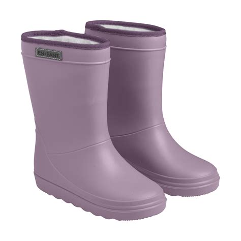 Enfant Thermo Boots Solid Flint Wol Gevoerde Laarzen Regenlaarzen Donker Paars Minipop