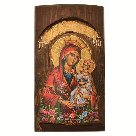 Icona In Legno Con Madonna Della Purezza In Rilievo H 17 Cm Stampa