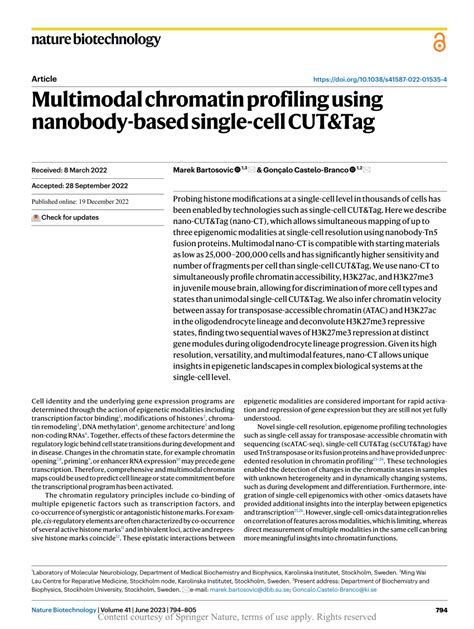 Pdf Multimodal Chromatin Profiling Using Nanobody Based Single Cell