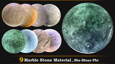 Artstation 9 Marble Stone Material Sbs Sbsar Pbr Game Assets