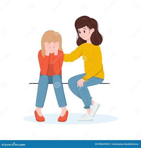 Friendly Support Concept Comforting Friends Support Stock Vector