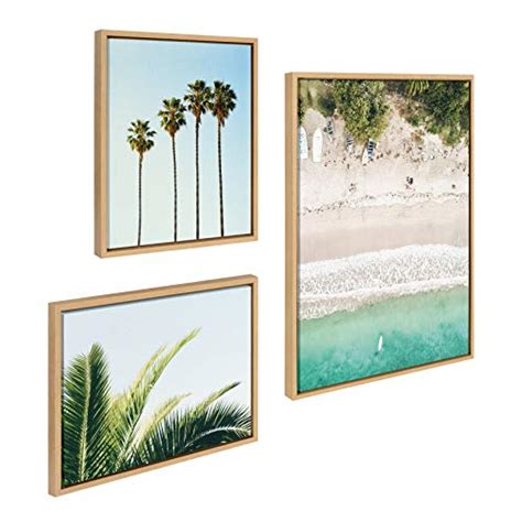 Kate And Laurel Sylvie Tropical Beach Framed Canvas Wall Art Collection