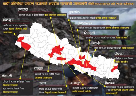 बाढी पहिरोका कारण दर्जनौ स्थानमा सडक अवरुद्ध मूलबाटो