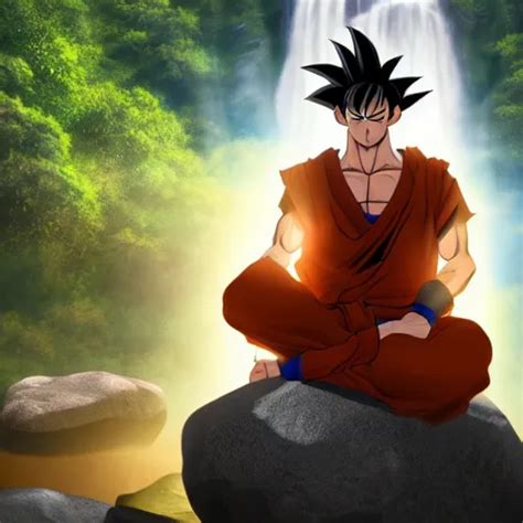 Photorealistic Fantasy Concept Art Of Goku Meditating Stable Diffusion