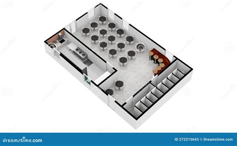 Cafe Top View Plans Restaurant Floor Plan 3d With The Furniture Stock