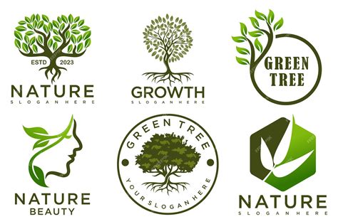 Premium Vector Tree Logo Icon Set Design Garden Plant Natural Symbols