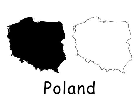 Map Of Poland Polish Map Black And White Detailed Solid Etsy Poland