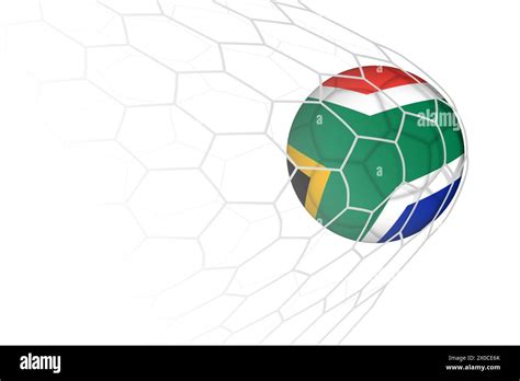 South Africa Flag Soccer Ball In Net Vector Sport Illustration Stock