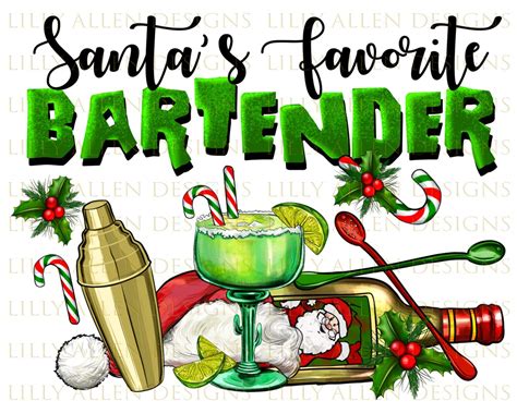 Santa S Favorite Bartender Png Sublimation Design Christmas Png