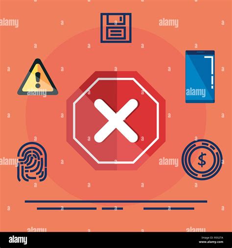 Data Center Security With Caution Signal Vector Illustration Design