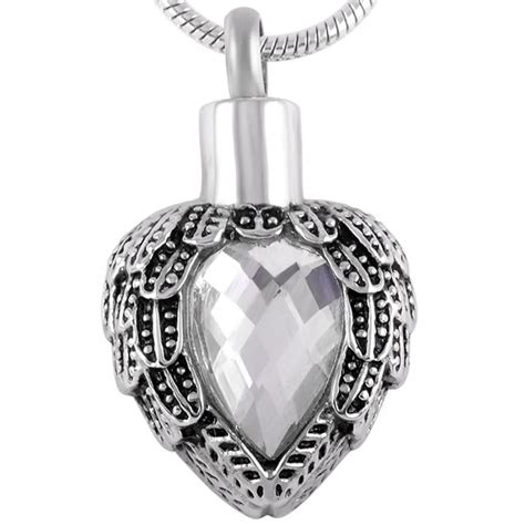 Ijd8719 Clear Crystal Heart Keepsake Ashes Urn Pendant Necklace Stainless Steel Cremation Ash