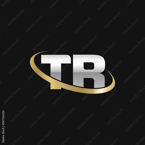 Initial Letter Tr Overlapping Swoosh Ring Logo Silver Gold Color On