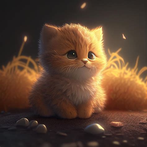 Premium Photo Cute 3d Kitten Generative Ai