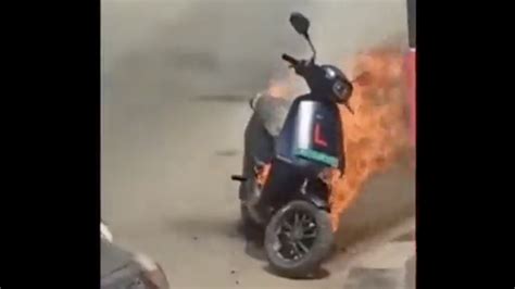 Watch Ola S1 Pro Electric Scooter Bursts Into Flames Vehicle Owner Is