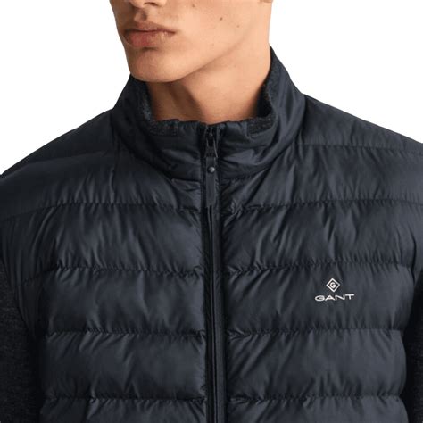 Gant Mixed Media Light Padded Jacket In Black Menswear Online