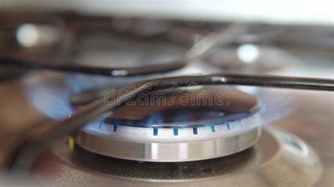 Side View Of A Gas Stove For Cooking Gas Is Switching On Appearing