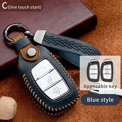 Funda De Cuero Genuino Para Llave De Coche Carcasa Fob Para HYUNDAI