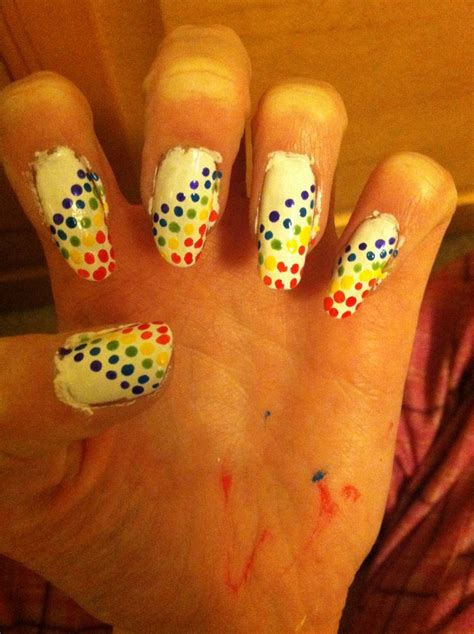 Colorful Nail Art Using A Bobby Pin For A Dotting Tool Colorful Nail