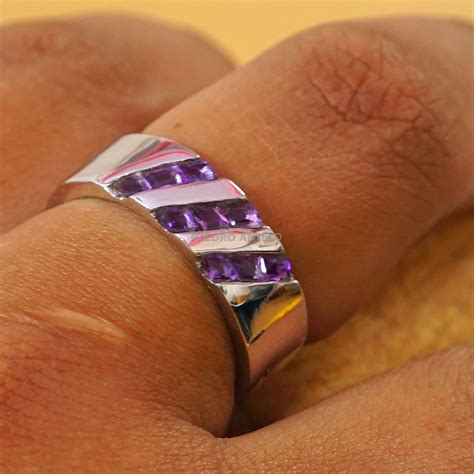 Natural Amethyst Men S Ring Sterling Silver Aaa Etsy