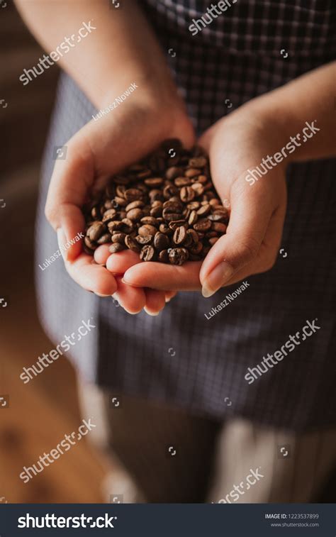 Womans Hands Holding Coffee Beans Woman Stock Photo 1223537899