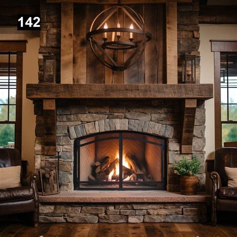 Gorgeous Reclaimed Wood Beam Fireplace Mantel With Wooden Corbels