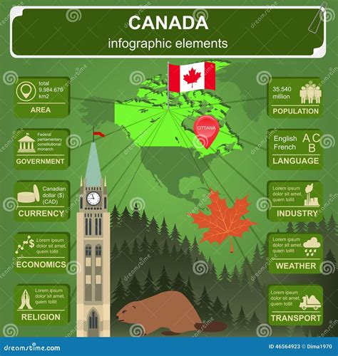 Infographics De Canadá Datos Estadísticos Vistas Ilustración Del