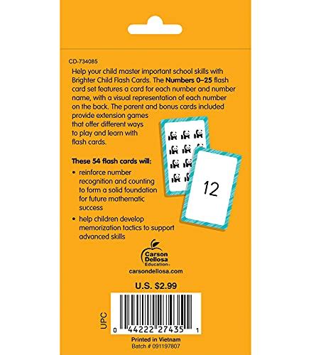 Carson Dellosa Number Flash Cards 0 25 Counting And Number Recognition Skills Ages 4 6