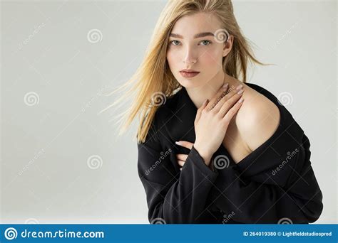 Blonde And Seductive Woman In Black Stock Photo Image Of Style Pretty 264019380
