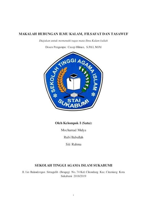 PDF MAKALAH HUBUNGAN ILMU KALAM FILSAFAT DAN TASAWUF MAKALAH