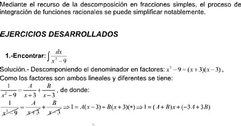 Integraci N De Funciones Racionales Ejercicios Resueltos Pdf Rubi Os