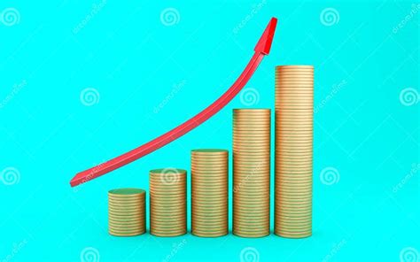 3d Red Arrow Up And Gold Coins Stock Illustration Illustration Of