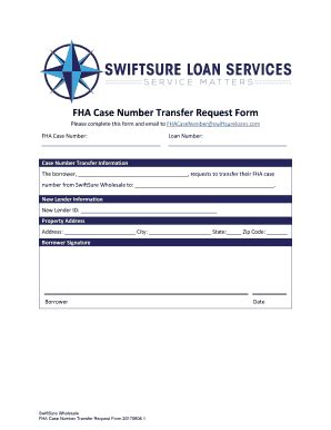 Fillable Online Fha Case Number Transfer Request Form Fax Email Print