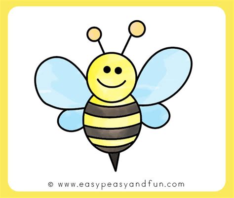 How to Draw a Bee - Cute - Step by Step Tutorial - Easy Peasy and Fun