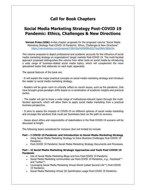 Pdf Call For Book Chapters Social Media Marketing Strategy