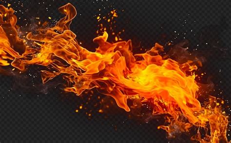 Flamme De Feu Sur Fond Transparent Psd Premium