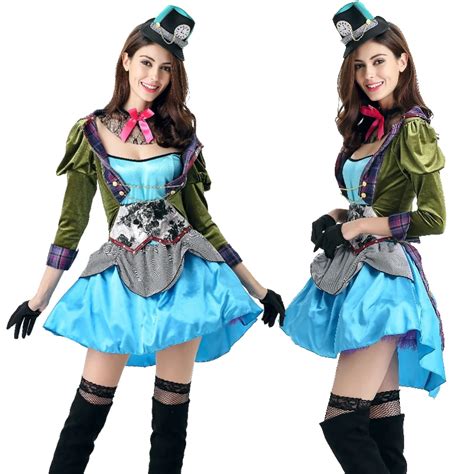 Women Sexy Mad Hatter Alice Princess Wonderland Costume Halloween Mini